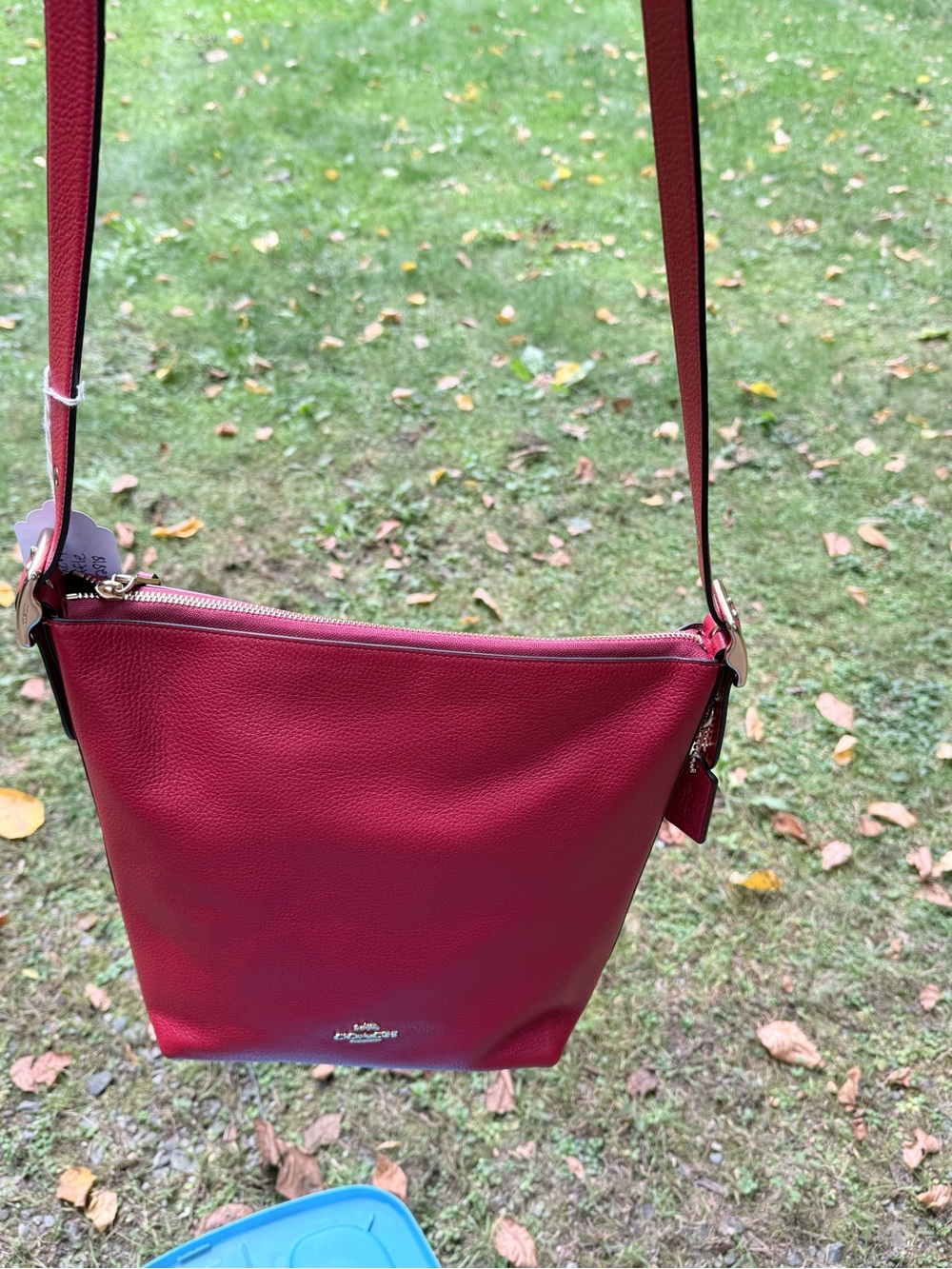Authentic Coach Val Duffle Bag in Red Pebbled Leather Crossbody Shoulder Bag